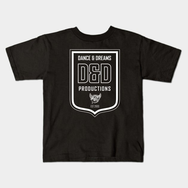 Dance & Dreams Productions Crest T Black Large Kids T-Shirt by ThomasH847